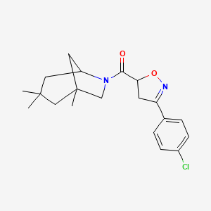 molecular formula C20H25ClN2O2 B4191219 6-{[3-(4-chlorophenyl)-4,5-dihydro-5-isoxazolyl]carbonyl}-1,3,3-trimethyl-6-azabicyclo[3.2.1]octane 