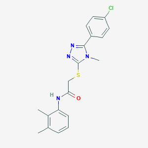 molecular formula C19H19ClN4OS B419122 2-{[5-(4-chlorophenyl)-4-methyl-4H-1,2,4-triazol-3-yl]sulfanyl}-N-(2,3-dimethylphenyl)acetamide 