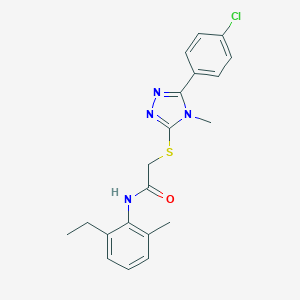 molecular formula C20H21ClN4OS B419123 2-{[5-(4-chlorophenyl)-4-methyl-4H-1,2,4-triazol-3-yl]sulfanyl}-N-(2-ethyl-6-methylphenyl)acetamide 