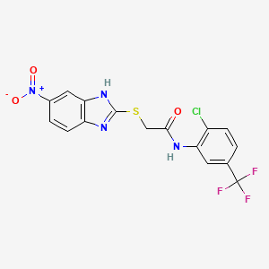 molecular formula C16H10ClF3N4O3S B4191231 N-[2-chloro-5-(trifluoromethyl)phenyl]-2-[(6-nitro-1H-benzimidazol-2-yl)thio]acetamide 