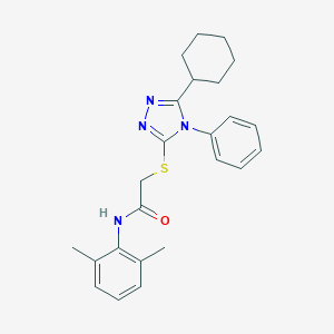 molecular formula C24H28N4OS B419124 2-[(5-cyclohexyl-4-phenyl-4H-1,2,4-triazol-3-yl)sulfanyl]-N-(2,6-dimethylphenyl)acetamide 