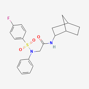 molecular formula C21H23FN2O3S B4191253 N~1~-bicyclo[2.2.1]hept-2-yl-N~2~-[(4-fluorophenyl)sulfonyl]-N~2~-phenylglycinamide 