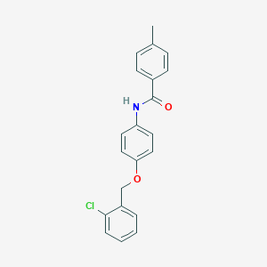 molecular formula C21H18ClNO2 B419127 N-{4-[(2-chlorobenzyl)oxy]phenyl}-4-methylbenzamide 