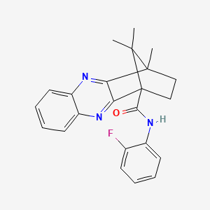 N-(2-fluorophenyl)-12,15,15-trimethyl-3,10-diazatetracyclo[10.2.1.0~2,11~.0~4,9~]pentadeca-2(11),3,5,7,9-pentaene-1-carboxamide