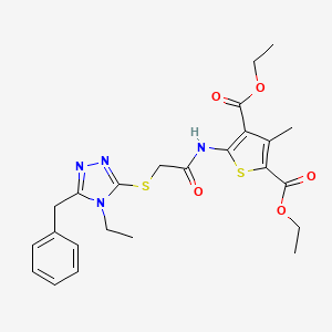 molecular formula C24H28N4O5S2 B4191287 diethyl 5-({[(5-benzyl-4-ethyl-4H-1,2,4-triazol-3-yl)thio]acetyl}amino)-3-methyl-2,4-thiophenedicarboxylate 