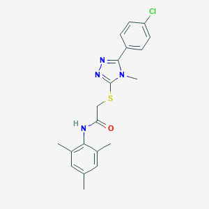 molecular formula C20H21ClN4OS B419130 2-{[5-(4-chlorophenyl)-4-methyl-4H-1,2,4-triazol-3-yl]sulfanyl}-N-mesitylacetamide 