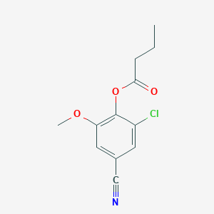 molecular formula C12H12ClNO3 B4191312 2-chloro-4-cyano-6-methoxyphenyl butyrate 