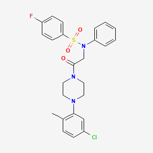 molecular formula C25H25ClFN3O3S B4191318 N-{2-[4-(5-chloro-2-methylphenyl)-1-piperazinyl]-2-oxoethyl}-4-fluoro-N-phenylbenzenesulfonamide 
