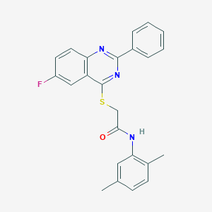 molecular formula C24H20FN3OS B419134 N-(2,5-dimethylphenyl)-2-[(6-fluoro-2-phenyl-4-quinazolinyl)sulfanyl]acetamide 