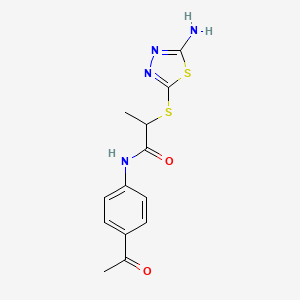 molecular formula C13H14N4O2S2 B4191356 N-(4-acetylphenyl)-2-[(5-amino-1,3,4-thiadiazol-2-yl)thio]propanamide 