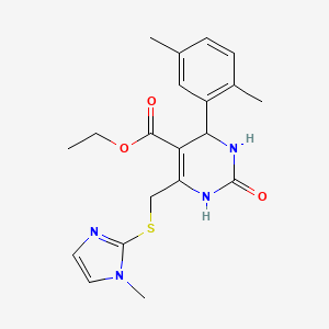 molecular formula C20H24N4O3S B4191412 ethyl 4-(2,5-dimethylphenyl)-6-{[(1-methyl-1H-imidazol-2-yl)thio]methyl}-2-oxo-1,2,3,4-tetrahydro-5-pyrimidinecarboxylate 