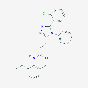 molecular formula C25H23ClN4OS B419142 2-{[5-(2-chlorophenyl)-4-phenyl-4H-1,2,4-triazol-3-yl]sulfanyl}-N-(2-ethyl-6-methylphenyl)acetamide CAS No. 332948-92-2