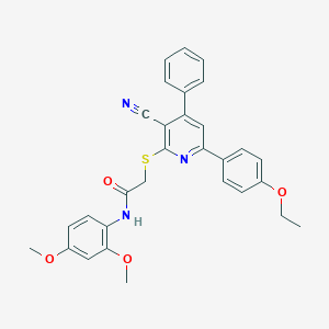2-{[3-cyano-6-(4-ethoxyphenyl)-4-phenyl-2-pyridinyl]sulfanyl}-N-(2,4-dimethoxyphenyl)acetamide