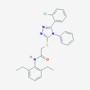 2-[[5-(2-chlorophenyl)-4-phenyl-1,2,4-triazol-3-yl]sulfanyl]-N-(2,6-diethylphenyl)acetamide
