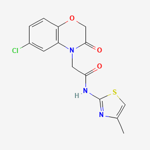molecular formula C14H12ClN3O3S B4191449 2-(6-chloro-3-oxo-2,3-dihydro-4H-1,4-benzoxazin-4-yl)-N-(4-methyl-1,3-thiazol-2-yl)acetamide 