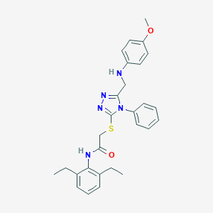 molecular formula C28H31N5O2S B419145 N-(2,6-diethylphenyl)-2-({5-[(4-methoxyanilino)methyl]-4-phenyl-4H-1,2,4-triazol-3-yl}sulfanyl)acetamide 