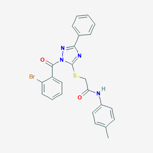 molecular formula C24H19BrN4O2S B419146 2-{[1-(2-bromobenzoyl)-3-phenyl-1H-1,2,4-triazol-5-yl]sulfanyl}-N-(4-methylphenyl)acetamide 