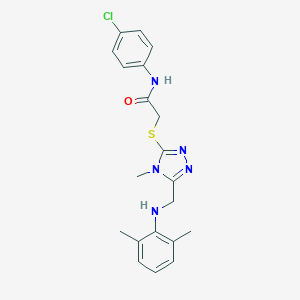 molecular formula C20H22ClN5OS B419147 N-(4-chlorophenyl)-2-({5-[(2,6-dimethylanilino)methyl]-4-methyl-4H-1,2,4-triazol-3-yl}sulfanyl)acetamide 