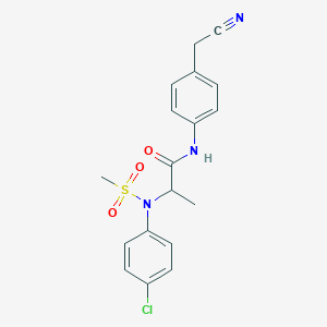 molecular formula C18H18ClN3O3S B4191477 N~2~-(4-chlorophenyl)-N~1~-[4-(cyanomethyl)phenyl]-N~2~-(methylsulfonyl)alaninamide 