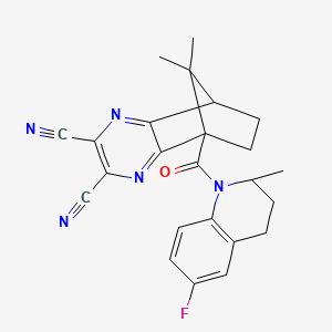 molecular formula C24H22FN5O B4191489 1-[(6-fluoro-2-methyl-3,4-dihydro-1(2H)-quinolinyl)carbonyl]-11,11-dimethyl-3,6-diazatricyclo[6.2.1.0~2,7~]undeca-2,4,6-triene-4,5-dicarbonitrile 
