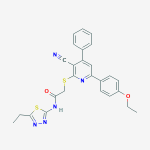 2-{[3-cyano-6-(4-ethoxyphenyl)-4-phenyl-2-pyridinyl]sulfanyl}-N-(5-ethyl-1,3,4-thiadiazol-2-yl)acetamide