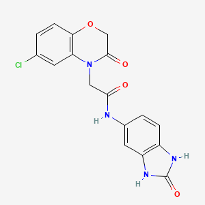 molecular formula C17H13ClN4O4 B4191497 2-(6-chloro-3-oxo-2,3-dihydro-4H-1,4-benzoxazin-4-yl)-N-(2-oxo-2,3-dihydro-1H-benzimidazol-5-yl)acetamide 