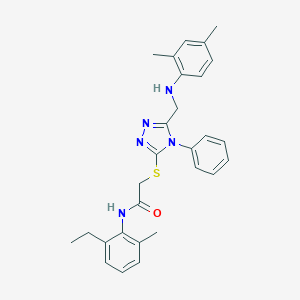 molecular formula C28H31N5OS B419151 2-({5-[(2,4-dimethylanilino)methyl]-4-phenyl-4H-1,2,4-triazol-3-yl}sulfanyl)-N-(2-ethyl-6-methylphenyl)acetamide 