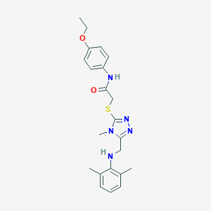 molecular formula C22H27N5O2S B419152 2-({5-[(2,6-dimethylanilino)methyl]-4-methyl-4H-1,2,4-triazol-3-yl}sulfanyl)-N-(4-ethoxyphenyl)acetamide 