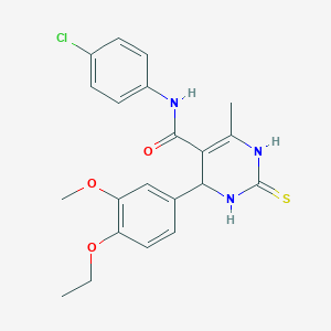 molecular formula C21H22ClN3O3S B4191528 N-(4-chlorophenyl)-4-(4-ethoxy-3-methoxyphenyl)-6-methyl-2-thioxo-1,2,3,4-tetrahydro-5-pyrimidinecarboxamide 