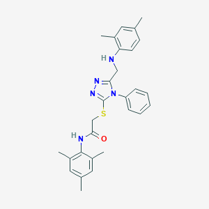 2-({5-[(2,4-dimethylanilino)methyl]-4-phenyl-4H-1,2,4-triazol-3-yl}sulfanyl)-N-mesitylacetamide