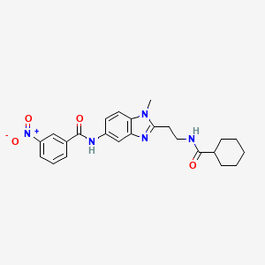 molecular formula C24H27N5O4 B4191531 N-(2-{2-[(cyclohexylcarbonyl)amino]ethyl}-1-methyl-1H-benzimidazol-5-yl)-3-nitrobenzamide 