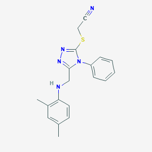 molecular formula C19H19N5S B419154 ({5-[(2,4-dimethylanilino)methyl]-4-phenyl-4H-1,2,4-triazol-3-yl}sulfanyl)acetonitrile 