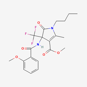molecular formula C20H23F3N2O5 B4191547 methyl 1-butyl-4-[(2-methoxybenzoyl)amino]-2-methyl-5-oxo-4-(trifluoromethyl)-4,5-dihydro-1H-pyrrole-3-carboxylate 