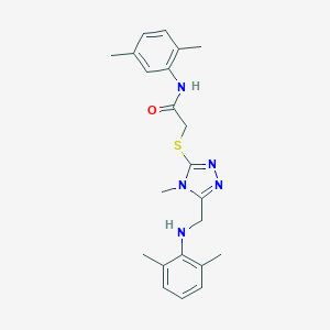 molecular formula C22H27N5OS B419156 2-[[5-[(2,6-dimethylanilino)methyl]-4-methyl-1,2,4-triazol-3-yl]sulfanyl]-N-(2,5-dimethylphenyl)acetamide 