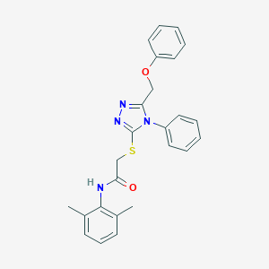 molecular formula C25H24N4O2S B419158 N-(2,6-dimethylphenyl)-2-{[5-(phenoxymethyl)-4-phenyl-4H-1,2,4-triazol-3-yl]sulfanyl}acetamide 