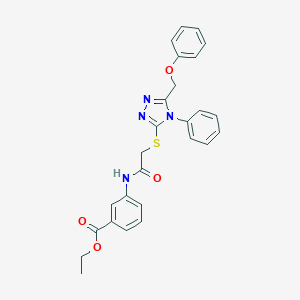 molecular formula C26H24N4O4S B419159 ethyl 3-[({[5-(phenoxymethyl)-4-phenyl-4H-1,2,4-triazol-3-yl]sulfanyl}acetyl)amino]benzoate 