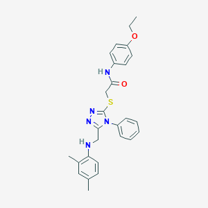 molecular formula C27H29N5O2S B419163 2-({5-[(2,4-dimethylanilino)methyl]-4-phenyl-4H-1,2,4-triazol-3-yl}sulfanyl)-N-(4-ethoxyphenyl)acetamide 