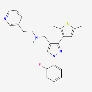 molecular formula C23H23FN4S B4191632 N-{[3-(2,5-dimethyl-3-thienyl)-1-(2-fluorophenyl)-1H-pyrazol-4-yl]methyl}-2-(3-pyridinyl)ethanamine 