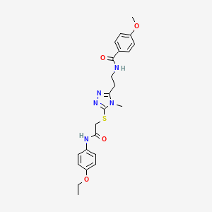 molecular formula C23H27N5O4S B4191651 N-{2-[5-({2-[(4-ethoxyphenyl)amino]-2-oxoethyl}thio)-4-methyl-4H-1,2,4-triazol-3-yl]ethyl}-4-methoxybenzamide 