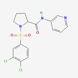 molecular formula C16H15Cl2N3O3S B4191682 1-[(3,4-dichlorophenyl)sulfonyl]-N-3-pyridinylprolinamide 