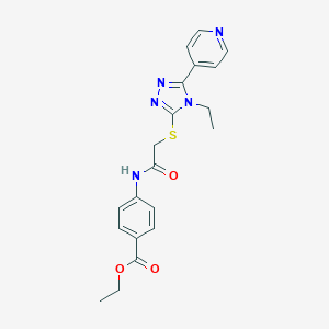 molecular formula C20H21N5O3S B419172 ethyl 4-[({[4-ethyl-5-(pyridin-4-yl)-4H-1,2,4-triazol-3-yl]sulfanyl}acetyl)amino]benzoate CAS No. 432508-71-9
