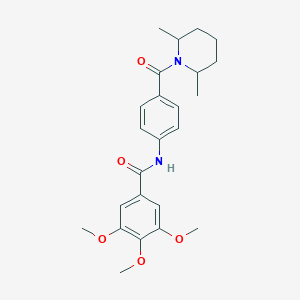 molecular formula C24H30N2O5 B4191722 N-{4-[(2,6-dimethyl-1-piperidinyl)carbonyl]phenyl}-3,4,5-trimethoxybenzamide 