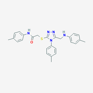 molecular formula C26H27N5OS B419173 N-(4-methylphenyl)-2-{[4-(4-methylphenyl)-5-(4-toluidinomethyl)-4H-1,2,4-triazol-3-yl]sulfanyl}acetamide 