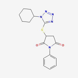 molecular formula C17H19N5O2S B4191734 3-[(1-cyclohexyl-1H-tetrazol-5-yl)thio]-1-phenyl-2,5-pyrrolidinedione 
