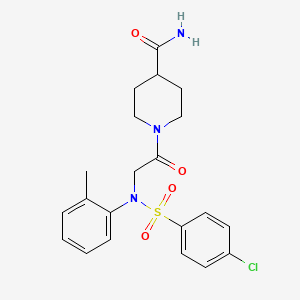 molecular formula C21H24ClN3O4S B4191736 1-[N-[(4-chlorophenyl)sulfonyl]-N-(2-methylphenyl)glycyl]-4-piperidinecarboxamide 
