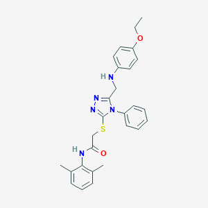 molecular formula C27H29N5O2S B419175 N-(2,6-dimethylphenyl)-2-({5-[(4-ethoxyanilino)methyl]-4-phenyl-4H-1,2,4-triazol-3-yl}sulfanyl)acetamide 