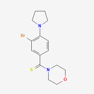 4-{[3-bromo-4-(1-pyrrolidinyl)phenyl]carbonothioyl}morpholine