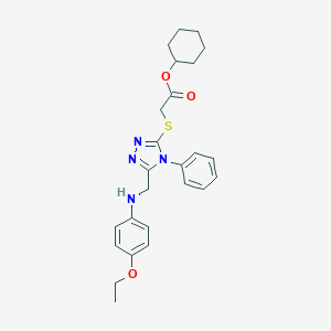 molecular formula C25H30N4O3S B419178 cyclohexyl ({5-[(4-ethoxyanilino)methyl]-4-phenyl-4H-1,2,4-triazol-3-yl}sulfanyl)acetate 