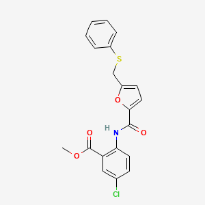 molecular formula C20H16ClNO4S B4191796 methyl 5-chloro-2-({5-[(phenylthio)methyl]-2-furoyl}amino)benzoate 