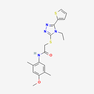 molecular formula C19H22N4O2S2 B4191819 2-{[4-ethyl-5-(2-thienyl)-4H-1,2,4-triazol-3-yl]thio}-N-(4-methoxy-2,5-dimethylphenyl)acetamide 